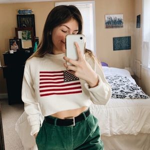 Cream Flag Graphic Sweater